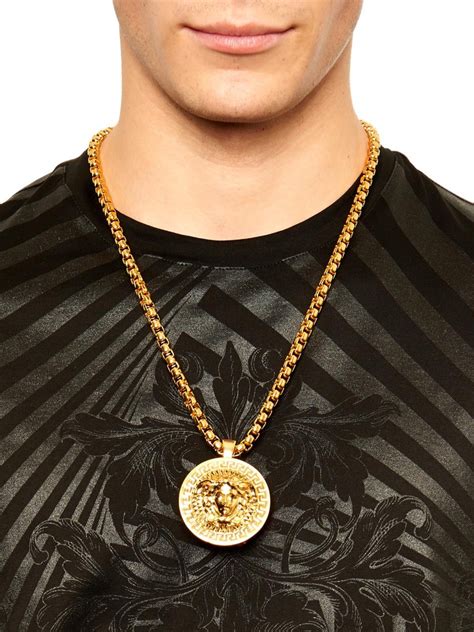 versace gold necklace mens|Versace medusa necklace men's.